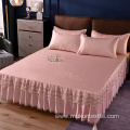 Solid color quilted bed skirt king